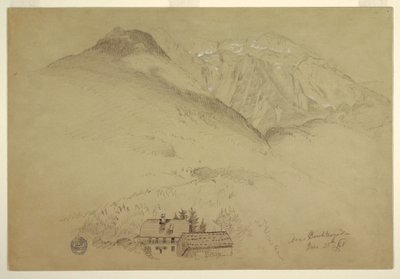 Zeichnung, Berge Goell und Brett bei Berchtesgaden, Bayern, 28. Juni 1868 von Frederic Edwin Church