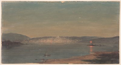 Zeichnung, Nachtansicht eines Hafens, wahrscheinlich 1868–69 von Frederic Edwin Church