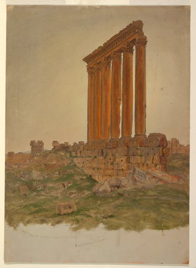 Ruinen des Zeus-Tempels, Baalbek, Mai 1868 von Frederic Edwin Church