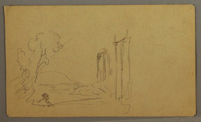 Bäume, klassische Säulen, möglicherweise 1865–66 von Frederic Edwin Church