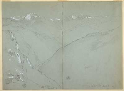 Tal-Landschaft mit schneebedeckten Gipfeln, Berner Alpen, Schweiz, Teil 1, 1. September 1868 von Frederic Edwin Church