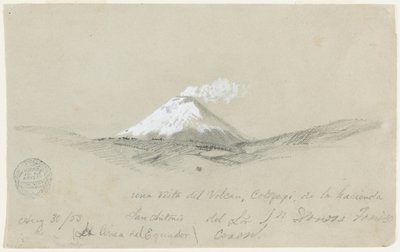 Ansicht von Cotopaxi von der Hacienda San Antonio, Ecuador, 30. August 1853 von Frederic Edwin Church