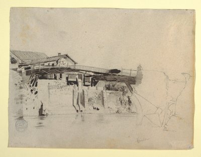 Ansicht der Brücke und Häuser in Honda, Kolumbien, 1853 von Frederic Edwin Church