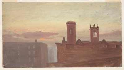 Hausdächer im Morgengrauen, 10th Street, New York, NY von Frederic Edwin Church