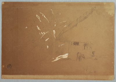 Sitzende Frau und grasender Esel vor einem Haus in der Nähe von Jorje, Ecuador von Frederic Edwin Church