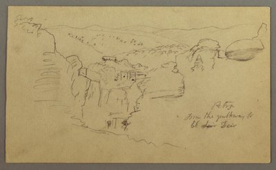 Skizze. Blick auf Khirbet en Wasara "Petra / vom Weg nach / El Deir" von Frederic Edwin Church