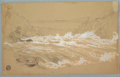 Die Schlucht, Niagara, Blick auf die Hängebrücke von Frederic Edwin Church