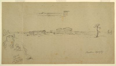Ansichten der Basilika und des Neptuntempels, Paestum, Italien von Frederic Edwin Church