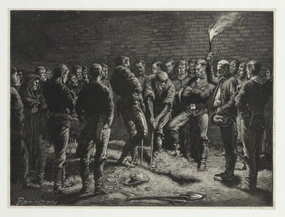 Die Apache-Kampagne – Beerdigung von Hatfields Männern, aus Harpers Weekly, veröffentlicht 1886 von Frederic Remington