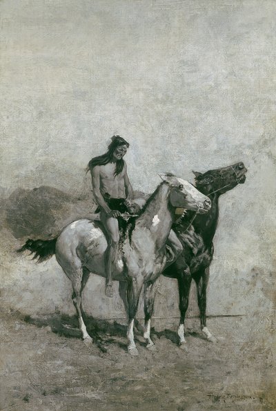 Der Feuerschlucker schleuderte sein Opfer über sein Pony, ca. 1900 von Frederic Remington