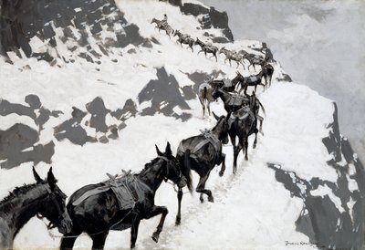 Das Maultierpack (Ein Erz-Zug in die Silberminen, Colorado) 1901 von Frederic Remington