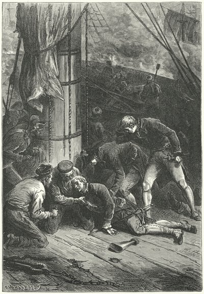 Tod von Admiral Lord Nelson in der Schlacht von Trafalgar von Frederic Theodore (after) Lix