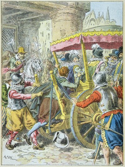 Mord an König Heinrich IV durch François Ravaillac in der Rue de la Ferronnerie, Paris, 14. Mai von Frederic Theodore Lix