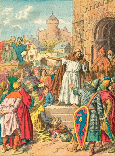 Peter der Einsiedler predigt den Kreuzzug von Frederic Theodore Lix