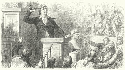 Jean-Paul Marat auf der Tribüne des Nationalkonvents, 1792 von Frederic Theodore after Lix