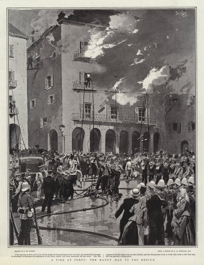 Ein Feuer in Korfu, der Handwerker zur Rettung von Frederic de Haenen