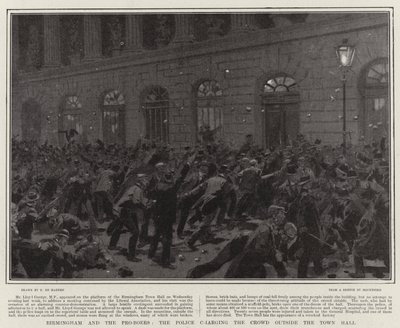 Birmingham und die Pro-Buren, die Polizei greift die Menge vor dem Rathaus an von Frederic de Haenen