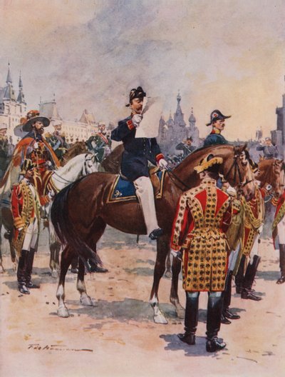 Herolde verkünden die Krönung des Kaisers von Frederic de Haenen