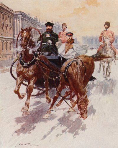 Schlittenfahren mit der Pristyazhka, oder Seitenpferd von Frederic de Haenen