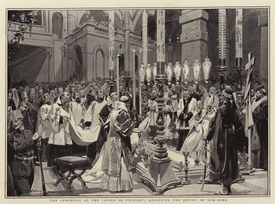 Die Zeremonie am Stein der Salbung, Salbung der Effigie unseres Herrn von Frederic de Haenen