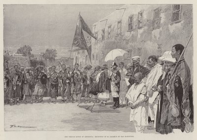 Der französische Gesandte in Abessinien, Empfang von M. Lagarde durch Ras Makonnen von Frederic de Haenen