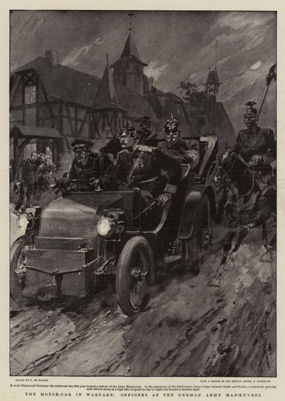 Das Auto im Krieg, Offiziere bei den Manövern der deutschen Armee von Frederic de Haenen