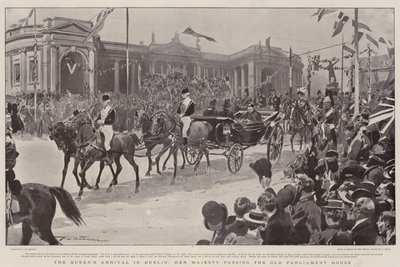 Die Ankunft der Königin in Dublin, Ihre Majestät passiert das alte Parlamentsgebäude von Frederic de Haenen