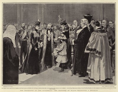 Der Empfang in der Guildhall, die Prinzessin von Wales erhält einen Blumenstrauß von Frederic de Haenen