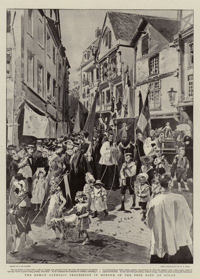 Die römisch-katholische Prozession zu Ehren des Fête Dieu in Dinan von Frederic de Haenen