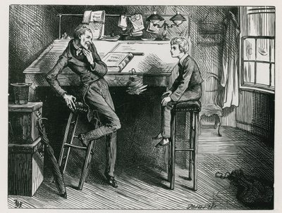 Uriah Heep und David Copperfield im Büro von Mr. Wickfield von Frederick (after) Barnard