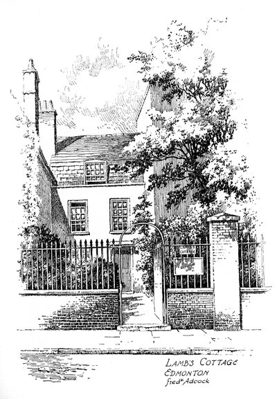 Charles Lambs Hütte, Church Street, Edmonton, London, 1912 von Frederick Adcock