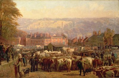 Der Hügel in Norwich am Markttag, 1871 von Frederick Bacon Barwell