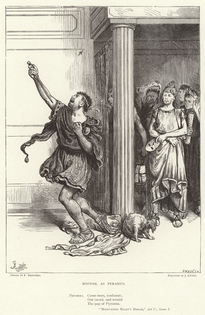 Bottom, als Pyramus, Ein Sommernachtstraum, Akt V, Szene I von Frederick Barnard
