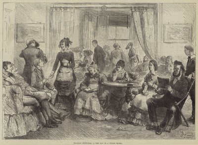Urlaubsskizzen, ein nasser Tag in einem walisischen Hotel von Frederick Barnard