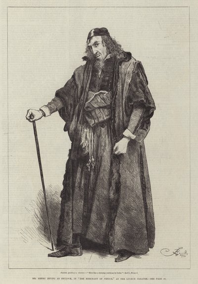 Mr. Henry Irving als Shylock, in Der Kaufmann von Venedig, im Lyceum Theatre von Frederick Barnard