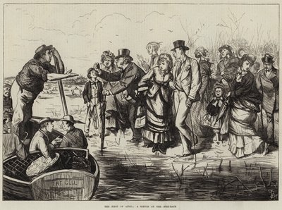 Der erste April, eine Skizze beim Bootsrennen von Frederick Barnard