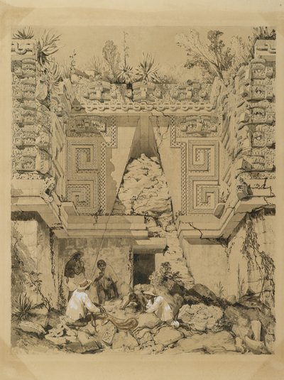 Torbogen, Casa del Gobernador, Uxmel, Yucatan, 1843 von Frederick Catherwood