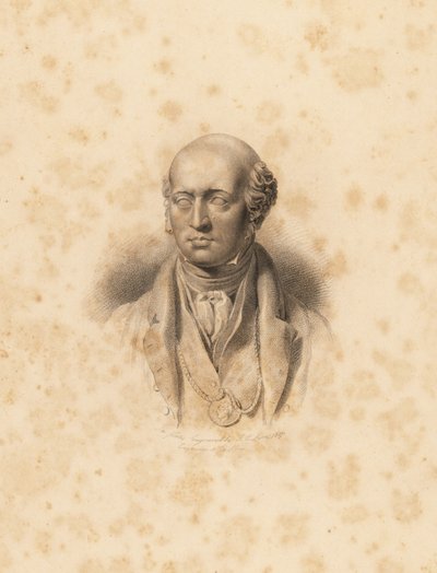 Porträtbüste des Künstlers Sir Thomas Lawrence. Gravur von Frederick Christians Lewis nach einer Illustration von Sir Thomas Lawrence aus P.G. Patmore