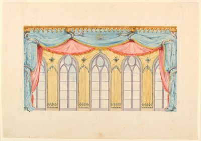 Fensterdekoration, wahrscheinlich für die Ostwand des Musikzimmers, Royal Pavilion, Brighton, 1820 von Frederick Crace