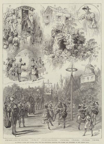 Al Fresco Fayre und Blumenfest, für das Grosvenor Hospital für Frauen und Kinder, in der Albert Hall von Frederick George Kitton