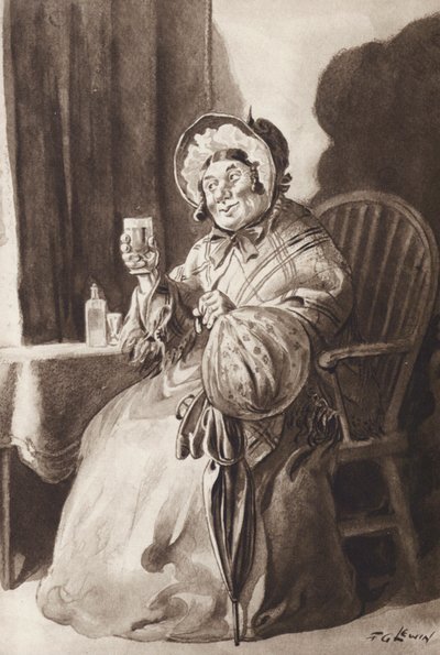 Mrs Gamp aus Martin Chuzzlewit, von Charles Dickens von Frederick George Lewin
