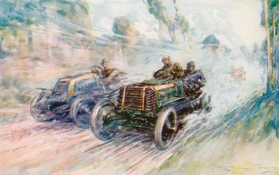 Ein britischer Fahrer, Charles Jarrott, gewinnt den Circuit des Ardennes 1902 mit dem berühmten "70" Panhard von Frederick Gordon (after) Crosby
