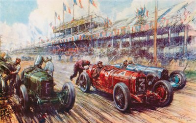 Im Grand Prix von 1924 führte Ascaris Alfa Romeo das Rennen fast bis zum Ziel, verlor jedoch, weil der Motor nach einem Boxenstopp nicht wieder ansprang von Frederick Gordon (after) Crosby