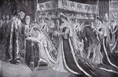 Die Krönung von Königin Alexandra, Gemahlin von König Edward VII., durch den Erzbischof von York, Westminster Abbey, London von Frederick Henry Townsend