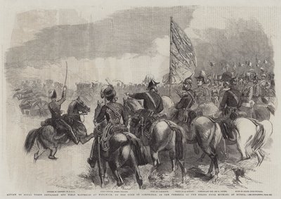 Überprüfung der Royal Horse Artillery und Feldbatterien in Woolwich durch den Herzog von Cambridge in Anwesenheit des Großherzogs Michael von Russland von Frederick John Skill