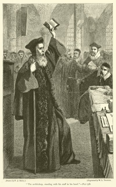 Der Erzbischof, stehend mit seinem Stab in der Hand von Frederick John Skill