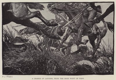 Ein Angriff der Lanzenreiter aus Sicht der Buren (Lithografie) von Frederick Judd Waugh