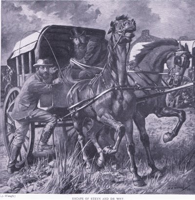 Flucht von Steyn und De Wit, Illustration aus After Pretoria: The Guerilla War, 1902 von Frederick Judd Waugh
