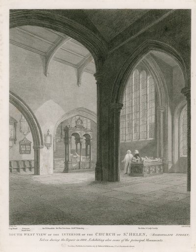 Kirche St. Helen, Bishopsgate Street, London von Frederick Nash