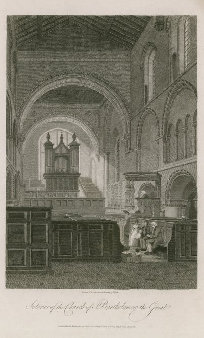 Innenansicht der Kirche St. Bartholomew the Great von Frederick Nash